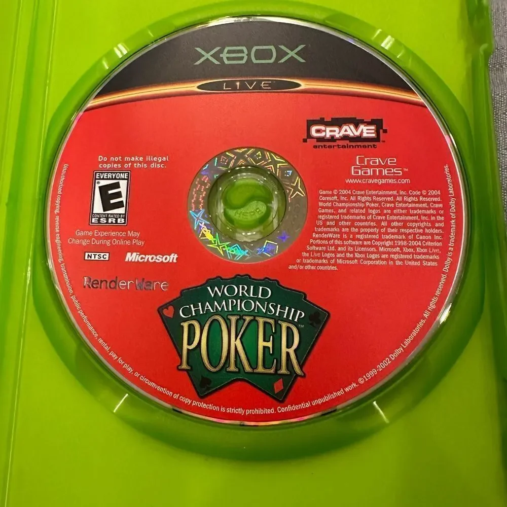 Xbox World Poker championship- XBOX tested , no manual no scratches